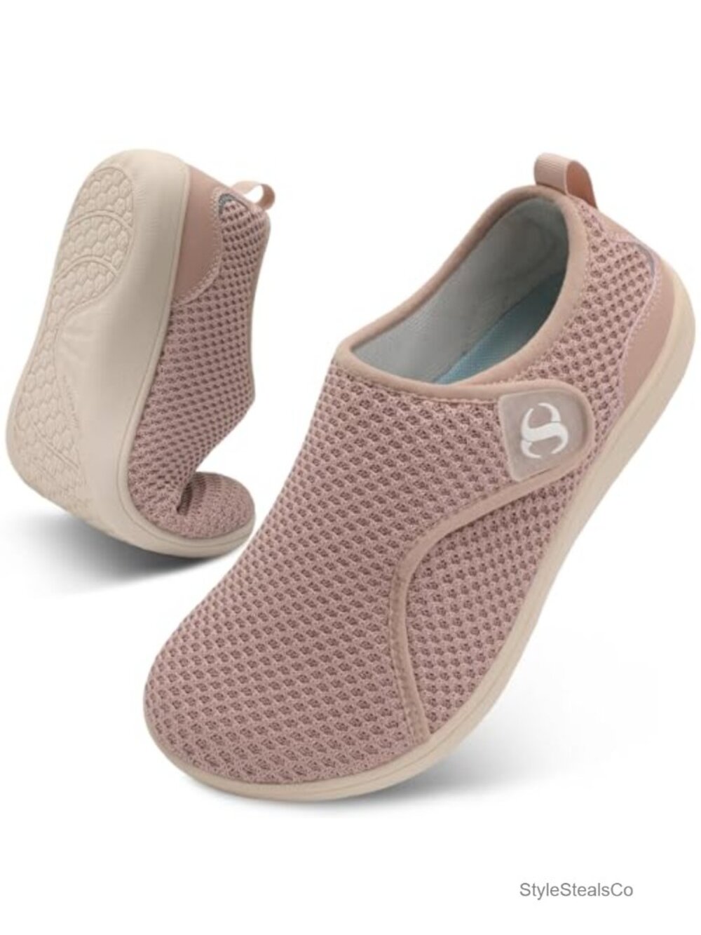 Scurtain Womens Wide Width Walking Shoes Adjustable Zero Drop Diabetic Sneakers